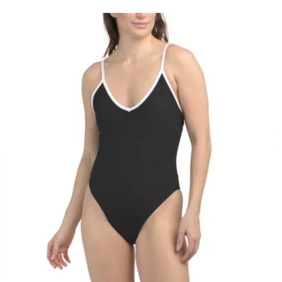 Wilo Other - NWT Wilo The Label Ribbed One Piece Swimsuit Black White Trim Size M